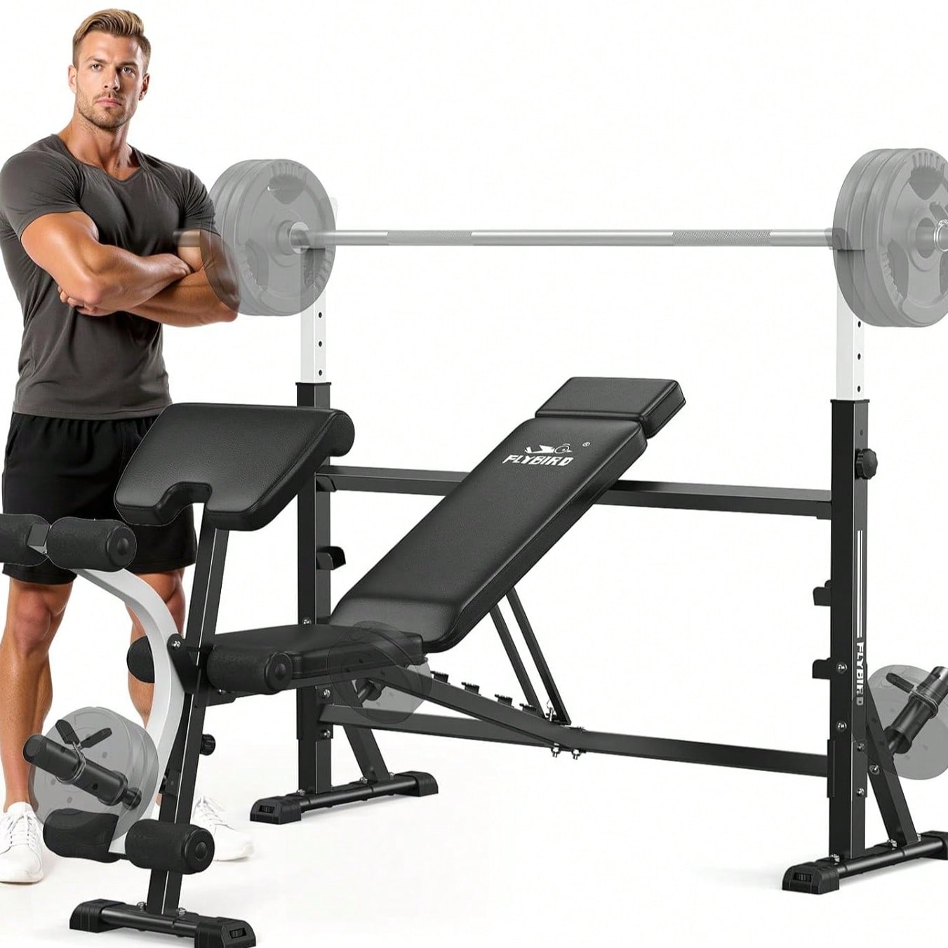 Home Gym Leg Press - FLYBIRD Bangku Beban yang Dapat Disesuaikan,