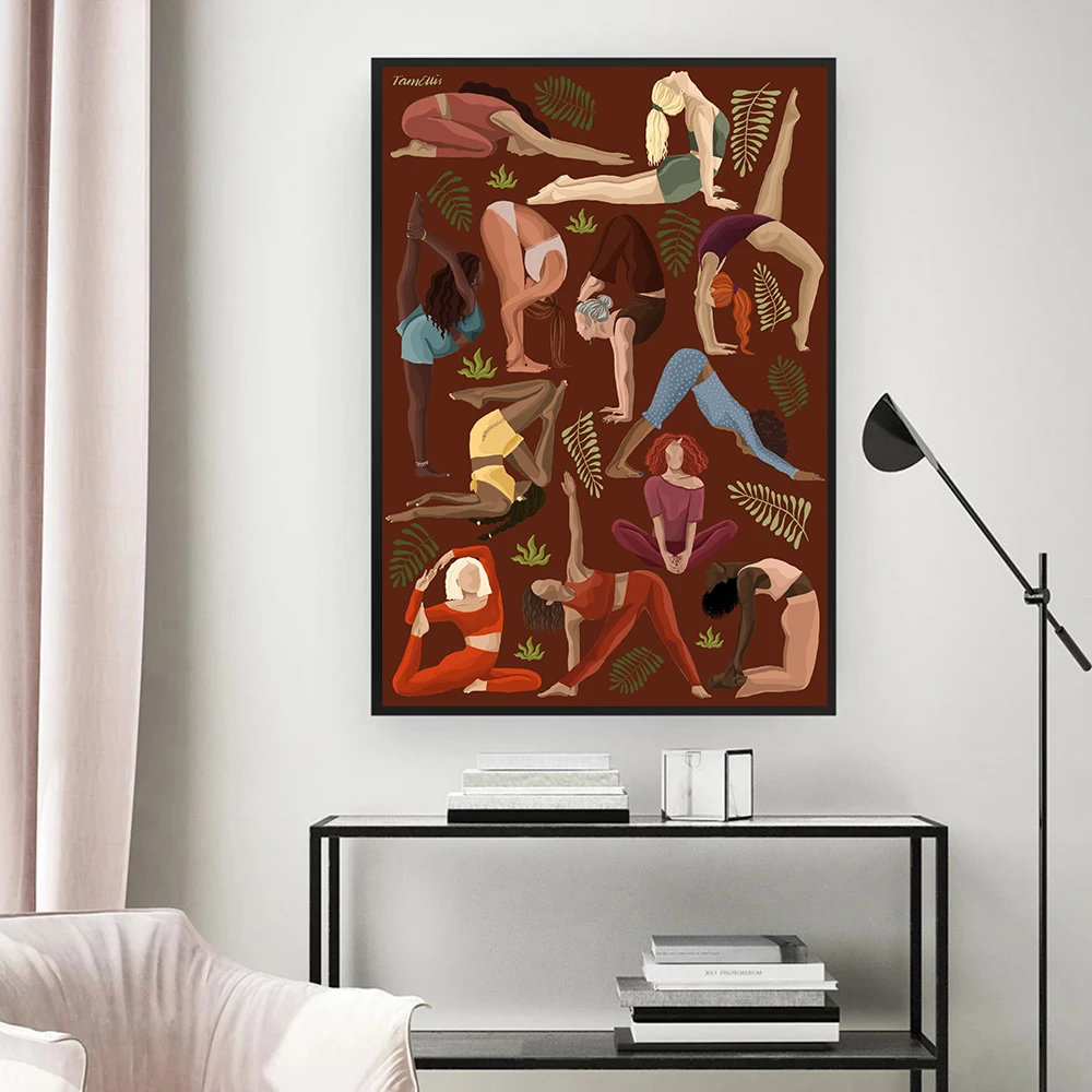 Home Gym York - Vintage Yoga Bergerak Poster Kanvas Seni