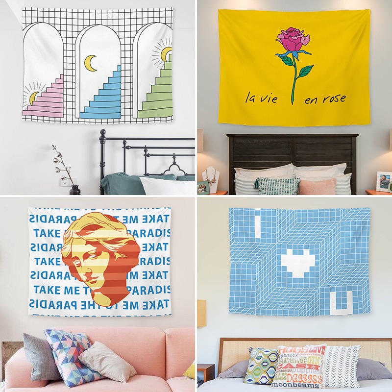 Home Gym Decor - Kain gantung latar belakang kartun abstrak