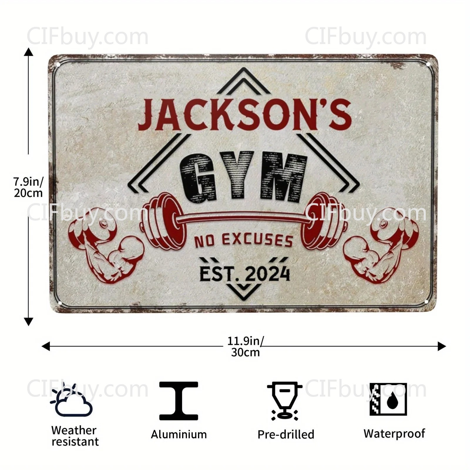 Home Gym Decor - Plakat Logam Vintage Ukuran 30x20cm untuk
