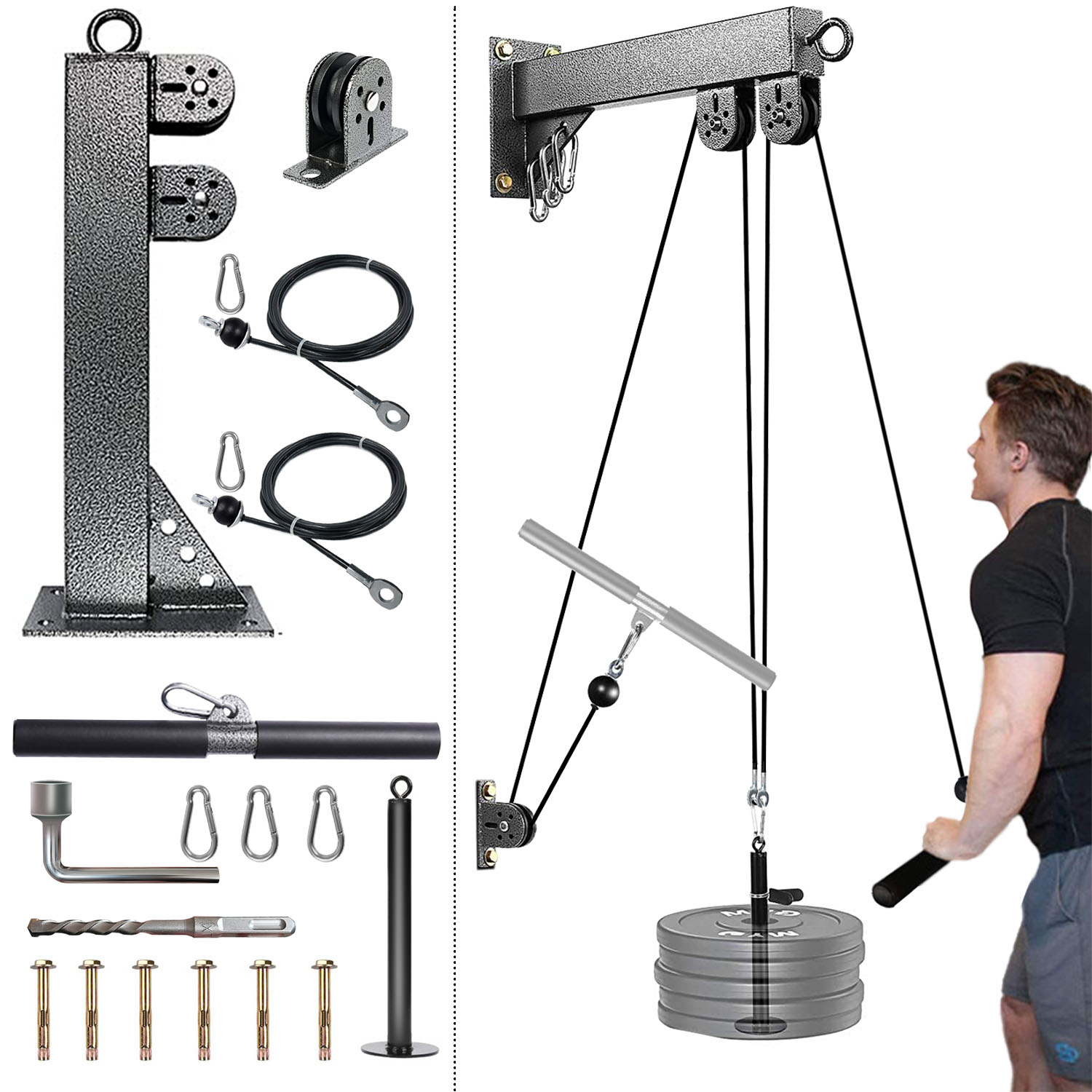 Pulley Home Gym - Sistem katrol terpasang di dinding kebugaran,
