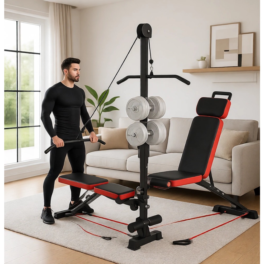 Pulley Home Gym - Bangku Angkat Beban Multi-Fungsi dengan Sistem