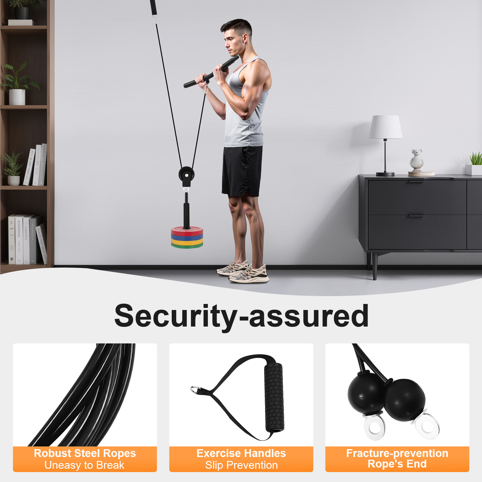 Pulley Home Gym - Sistem Kebugaran Tarik Kabel 120kg, Kabel