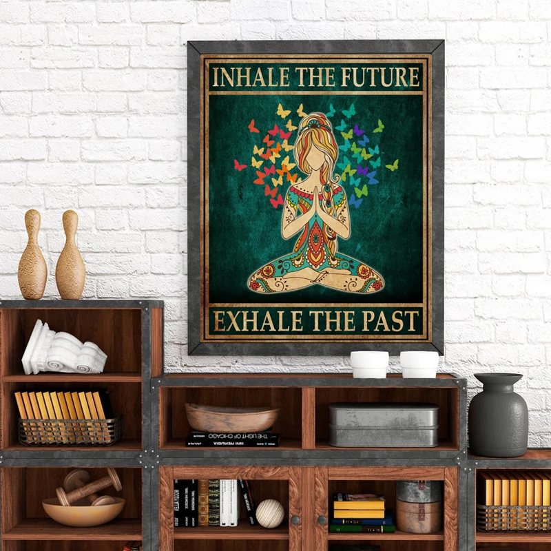 Home Gym York - Lukisan kanvas Hippie Yoga gadis meditasi