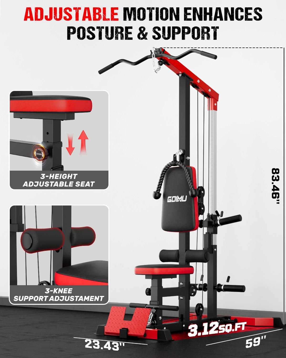 Mesin Kabel LAT Pulldown & Row - Pulley Home Gym ulasan dan harga