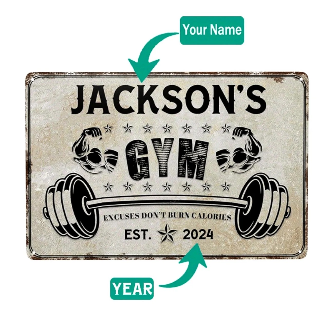 Papan Logam Personalisasi Gym, - Home Gym Decor ulasan dan harga