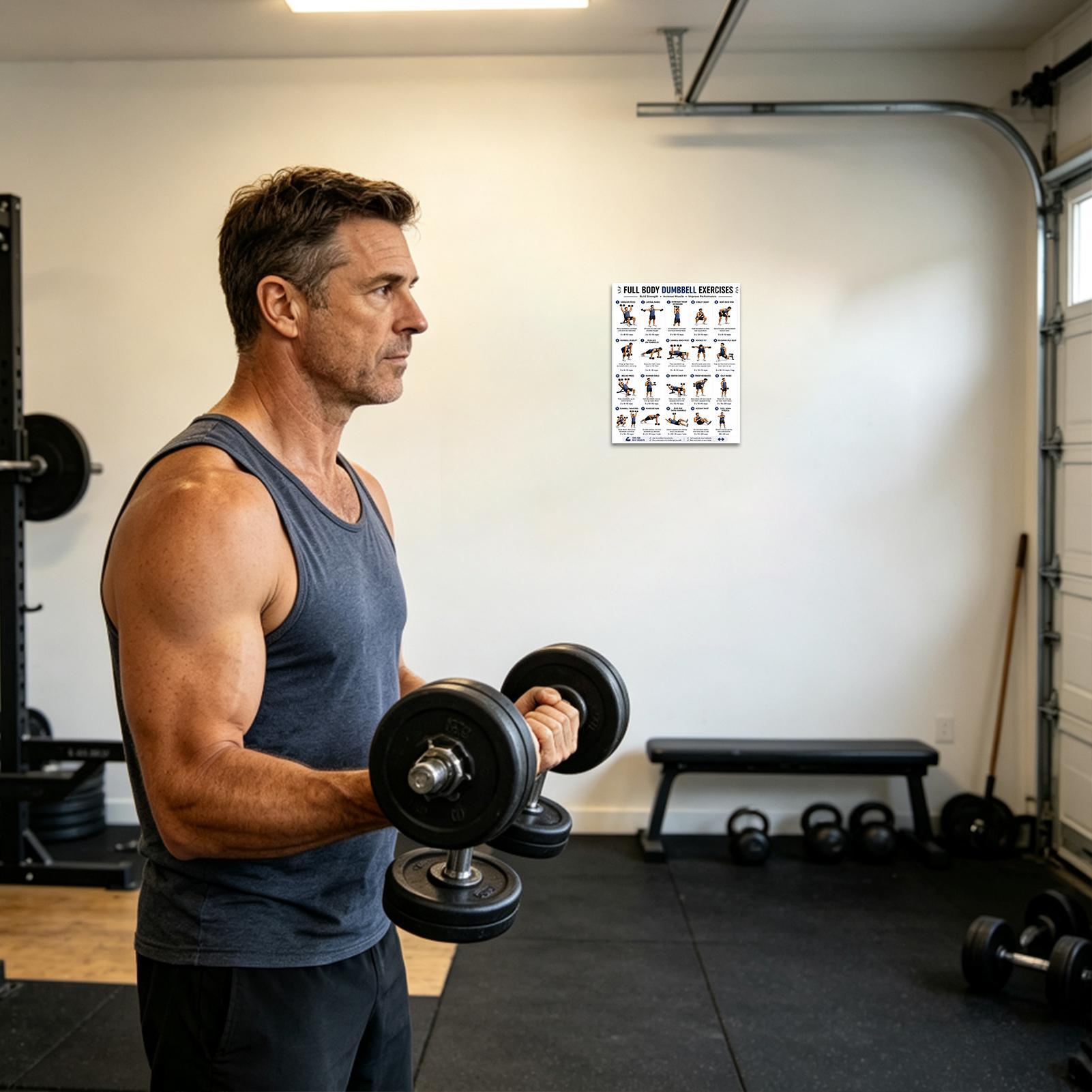 Poster Latihan Dumbbell 2pcs,  - Workout Plan Home Gym ulasan dan harga